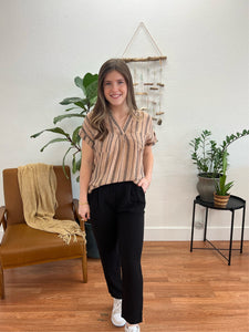 Pleated Black Cropped Pants