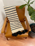 Black Stripe Tassel Throw Blanket