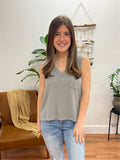 Grey Waffle V Neck Tank