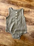 Khaki Henley Baby Romper