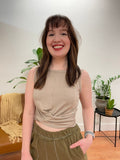 Mocha Twist Front Crop Tank