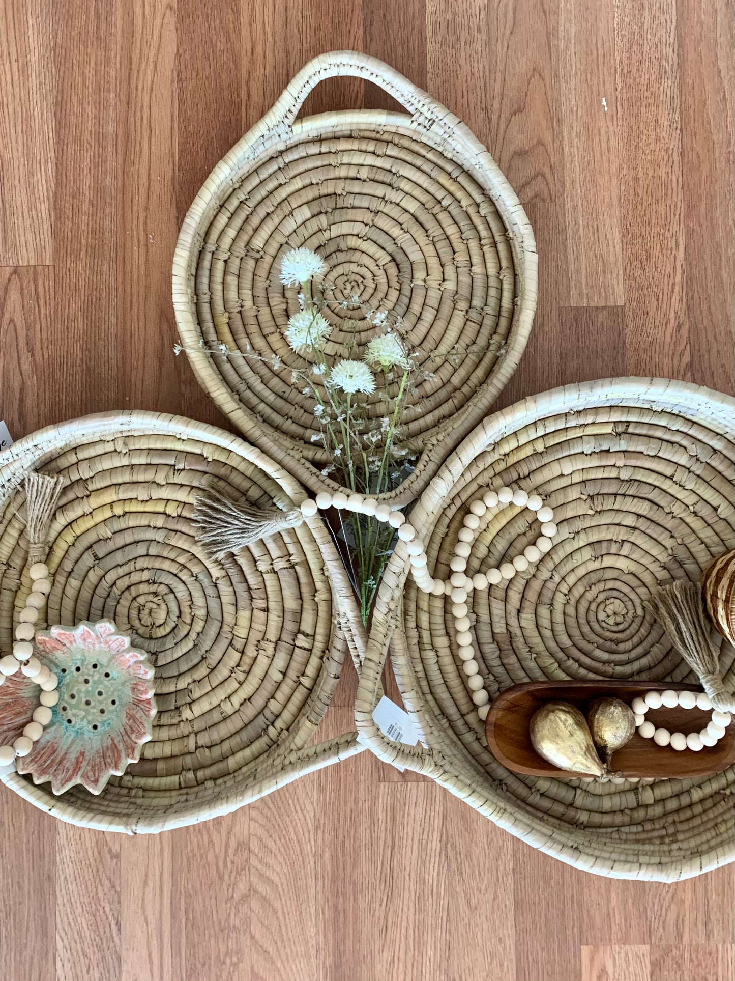 Woven Round Tray With Handles
