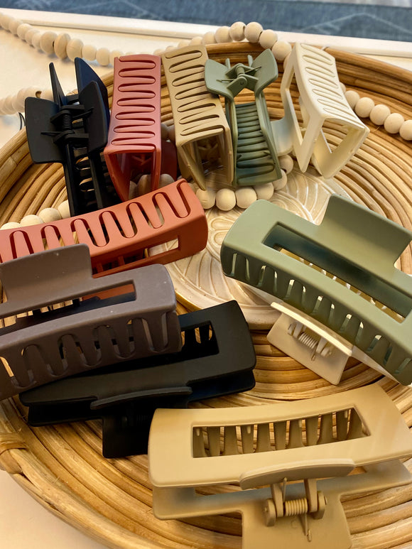 Earth Tones Rectangular Claw Clip