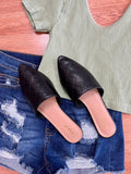 Black Pointed Toe Mules