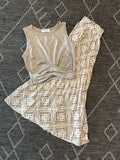 Cream Patterned Midi Skirt