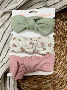 Blush & Sage Bow Set of 3