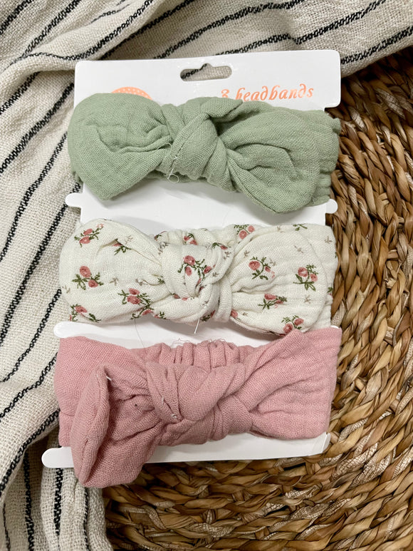 Blush & Sage Bow Set of 3